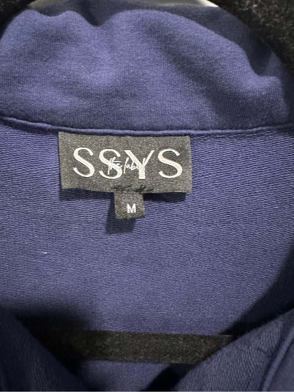 SSYS The Label Navy Blue Pink Piping Ruffle Sleeve Quarter-Zip Top Size M - Picture 3 of 4